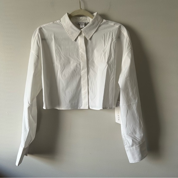 Athleta Midday ultra cropped poplin button down shirt M - Picture 3 of 9